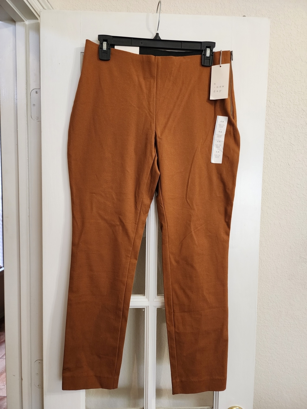 NWT A New Day High Rise Skinny Ankle Pants Rust Side Zip Stretch Size 6